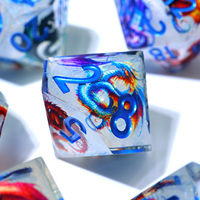Ensemble de dés polyédriques en résine Dragon coloré et créatif, bords tranchants, 7 pièces pour les jeux de rôle Dungeons & Dragons DND - PW3