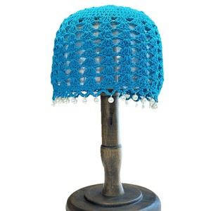 Gorro de Ganchillo Hecho a Mano con Perlas de Estilo Étnico PARTYMENT 2026 para Mujer, Gorro de Punto Calado a la Moda para Primavera y Otoño - Product Image 5