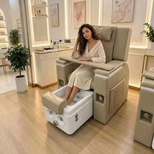 Chaise de pédicure professionnelle avec acier inoxydable et contreplaqué, fonctionnalités réglables, massage des pieds de luxe pour salon de manucure - Product Image 1