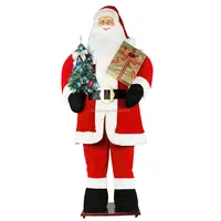 Decoración navideña de 3,8 m, figura de Papá Noel grande, luz Led, Festival de vacaciones, adorno de felpa de lujo para Navidad