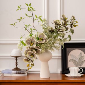 Ensemble de bouquets de fleurs artificielles Fleurs en soie Orchidée verte Arrangement en vase Style moderne Décoration de bureau à domicile - Product Image 4