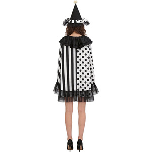 Cape de sorcière Joker noire et blanche avec chapeau, Costume de Cosplay pour fête d'halloween, spectacle sur scène, taille adulte pour femmes - Product Image 1