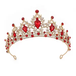 Tiara de boda con diamantes de cristal para mujer, corona de belleza, accesorios para el cabello