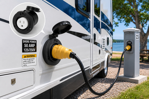 Prise d'alimentation industrielle noire 15 A 125 V 3 fils NEMA 5-15P/5-20P pour camping-car, en métal et ABS, à <span class=keywords><strong>lame</strong></span> droite - Product Image 4