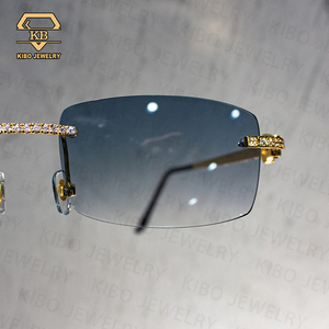 Gafas de Sol Unisex de Lujo Estilo Hip Hop, Color Personalizado, con Cristales de Circonia Cúbica VVS 5A, Montura Completa Ovalada, Protección UV400, Marca <span class=keywords><strong>KIBO</strong></span> - Product Image 2