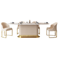 Table à manger ovale en marbre nordique pour la maison, l'hôtel et le restaurant, table multifonctionnelle en dalle de pierre de luxe léger