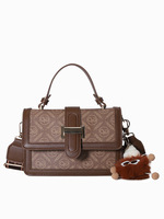 Sac à bandoulière carré tendance pour femme, motif losanges imprimé rétro, en polyester, idéal pour les trajets quotidiens