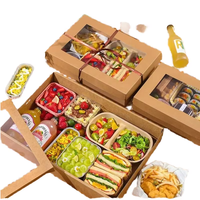Boîte à lunch en papier kraft enduit de PLA jetable, prix usine, compatible petites commandes, emballage alimentaire biodégradable