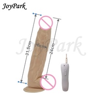 JoyPark - Dildo Vibrador Negro de PVC de 12.2 Pulgadas y 10 Velocidades con Ventosa, Sin Ftalatos e Impermeable, Gran Venta