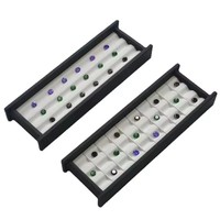 V-slot avec couvercle Bijoux Gem Stone Display Holder, Mallette de rangement en diamant en vrac Plateau de pierres précieuses en cuir Affichage du comptoir d'exposition