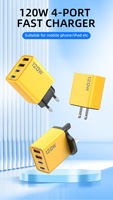 Pengisi Daya Cepat PD 120W Lintas Batas QC3.0 Multi-Port USB Type-C untuk Smartphone Laptop EU/US/UK