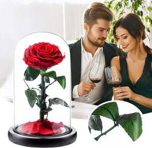 Vente en gros de roses éternelles classiques en forme de cœur, énormes, avec lumière LED, fleurs préservées, pour la fête des mères, le Nouvel An - Product Image 5