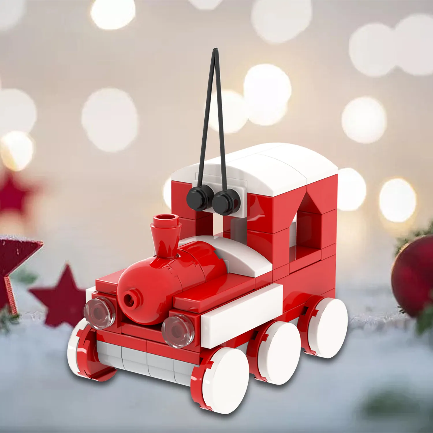 MOC1077 91PCS Christmas Train Ornaments MOC Building Blocks DIY Festival Decoration Assemble Bricks Toys For Children Xmas Gifts