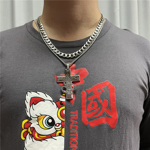 <b>Cross</b> Pendant Necklace Stainless Steel Dragon Design Unisex Fashion Jewelry 12062 - Product Image 3