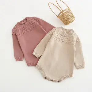 2020 autunno inverno rosa baby gir tuta abbigliamento per bambini bolla fatta a mano pagliaccetti in cotone lavorato a maglia tuta