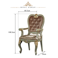 Fauteuil de style européen Yips LD-2004-1872, chaise de salle à manger en bois massif, motif floral peint à la main, tissu sculpté pour salle à manger