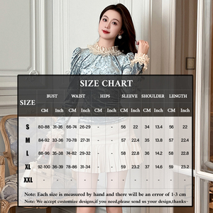 ZYHT collezione primavera 91435 grazioso <span class=keywords><strong>pizzo</strong></span> impreziosito t-shirt a manica lunga <span class=keywords><strong>blu</strong></span> in velluto Bodycon top da donna camicetta da donna - Product Image 5