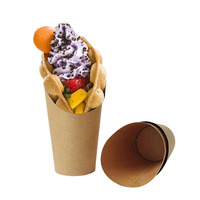 Fête à emporter cuisson 12oz 16oz oblique papier kraft pop-corn frites oeuf bulle gaufre porte-gobelet