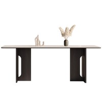 Ensemble de table à manger minimaliste moderne italien, design en marbre suspendu, pieds en bois écologiques, luxe léger pour petit appartement