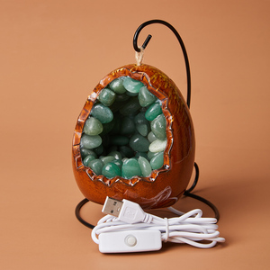 Lampe en cristal Améthyste dégringolée <span class=keywords><strong>Pierre</strong></span> polie Guérison Cristal Veilleuse Base de lampe de table <span class=keywords><strong>Port</strong></span> USB pour la décoration intérieure - Product Image 1