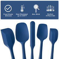 Ensemble d'ustensiles de cuisine en silicone (5 pièces) – Spatule, cuillère et racloir de qualité alimentaire pour mélanger la crème et la confiture