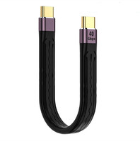 Kabel Datar FPC USB4 100W 40Gbps Tipe C ke Tipe C 13.8cm Pendek 20V E Marker 1000MB/s Pengisian Cepat Kabel Data untuk Laptop Ponsel PC