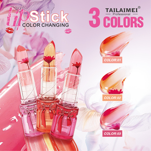24 pièces de baumes à lèvres et rouges à lèvres changeants de couleur, en tube transparent avec emballage nœud mignon et fleurs séchées, cosmétiques quotidiens pour les lèvres, vente en gros - Product Image 3