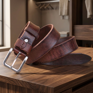 Ceinture en cuir de vachette brun naturel, longueur et largeur personnalisées, boucle en acier, imperméable, respirante, écologique, haute résistance, boucle à ardillon - Product Image 1