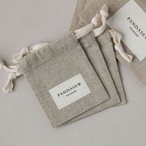 Minimalist Style <b>Recyclable</b> Drawstring Herringbone Pattern Ornaments <b>Bag</b> Cotton Linen Dust Drawstring <b>Bag</b> - Product Image 1