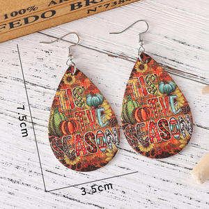 ต่างหูไม้วันขอบคุณพระเจ้าต่างหูจี้รูปฟักทองดอกทานตะวันเสือดาวต่างหูสำหรับผู้หญิง1107 - Product Image 4