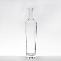 Bouteille en verre transparent vide personnalisée de 200 ml, 375 ml, 500 ml, 750 ml, 1000 ml pour liqueur, vin, whisky, vodka, tequila avec bouchon en liège