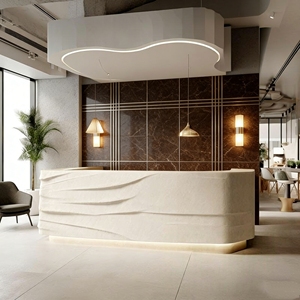 CR129 Public Extended Reception Desk with Side Platform Stylish Office CEO Front Desk for Beauty Salon Retail Corporate Lobby - Product Image 6