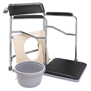 Chaise de toilette pliable en acier à quatre pieds antidérapante, gain de place, avec seau intérieur amovible - Product Image 3