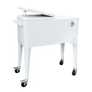 Carrito Enfriador de Bebidas Portátil con Ruedas para Exteriores, de 80 Cuartos, Color Blanco, para Patio, <span class=keywords><strong>Nevera</strong></span> Móvil para Hielo, Cerveza, Refrescos - Product Image 1