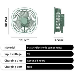 Mini ventilateur portable à LED avec lumière, rechargeable par USB, en forme de dessin animé, puissant, en plastique - Product Image 4