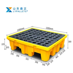 Containment For Chemical Oil Storage HDPE High Quality Yellow Twin Ibc Outdoor 2 Ramp Bund Spill Pallet With Factory Price