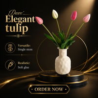 Bunga Tulip Buatan Lembut dengan Batang Lem untuk Dekorasi Rumah, Fotografi Pernikahan, Hari Ibu & Natal
