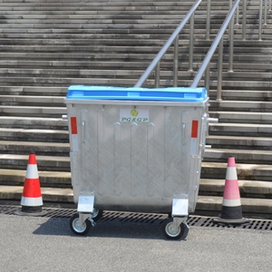 1.1 M3 आउटडोर स्ट्रीट मोबाइल ट्राली धातु जस्ती स्टील अपशिष्ट कंटेनर 1100 एल बकवास बिन कंटेनर - Product Image 2
