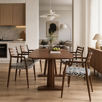 Chaise de salle à manger moderne en bois de noyer massif avec coussin en tissu rayé zèbre et dossier durable pour appartement, maison, bar, villa, hôtel