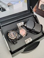 Boîte à montres automatique de luxe écologique en fibre de carbone et verre, modèle T.Wing-Pak, avec 4 remontoirs gyroscopiques rectangulaires pour montres