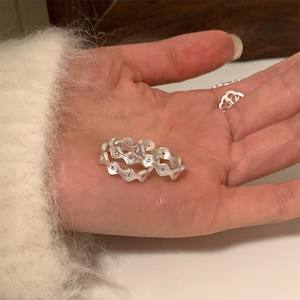 Bague en argent pur S925, brossée, bleu étoilé, motif géométrique, bague pour l'index, avec une touche de luxe et de haute qualité - Product Image 4