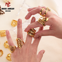 Bague géométrique creuse rétro avec design personnalisé, bague creuse en acier inoxydable pour femmes, bijoux personnalisés en gros