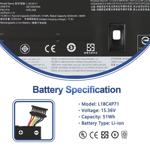 L18M4P72 51Wh Laptop Battery Replacement Wholesale Bulk for Lenovo ThinkPad X1 Carbon Gen <b>7</b> CE RoHS 0-Cycle Cell - Product Image 2