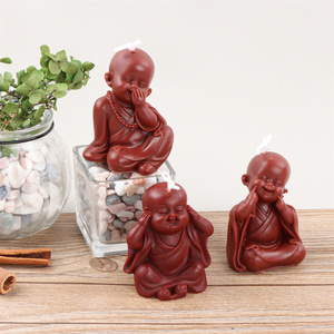 Moule à bougie 3D amusant en forme de petit moine, style chinois, ne voir, ne entendre, ne <span class=keywords><strong>parler</strong></span> que du bien, statue de Bouddha en résine, décoration d'intérieur - Product Image 5