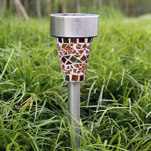 Solar Garden <b>Light</b> Blue Mosaic <b>LED</b> Outdoor Waterproof Stake <b>Light</b> For Lawn Decoration - Product Image 2