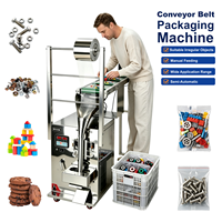 Machine d'emballage semi-automatique à alimentation manuelle par convoyeur pour vis, biscuits, jouets, pesage, comptage, multi-matériaux, prête à l'emploi