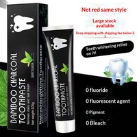 Dentifrice au charbon de bambou et à la coque de noix de coco, charbon actif noir, 105g, haleine fraîche, anti-mites/blanchiment des dents, gencives blanches