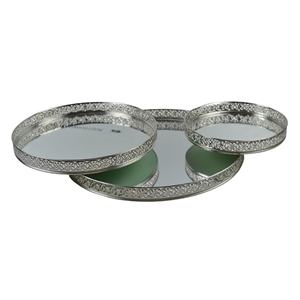 ถาดกระจกโลหะเคลือบทองดีไซน์โค้งมนพร้อมถาดเสิร์ฟแก้ว,ถาดเครื่องประดับมีสไตล์สำหรับตกแต่ง - Product Image 6