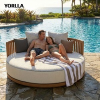 Mobilier de jardin en alliage d'aluminium de luxe personnalisable piscine ronde lit pour l'extérieur hôtel salle à manger villa utilisation