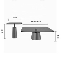 Table basse en verre de luxe de style moderne avec base en acier inoxydable ensemble de table centrale carrée pour meubles de salon et de maison